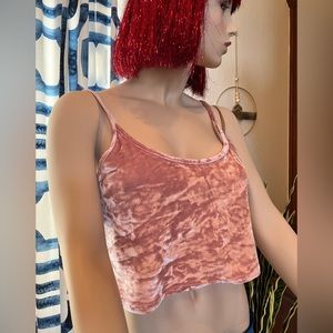 Topshop Crushed Velvet Crop Tank Camisole
